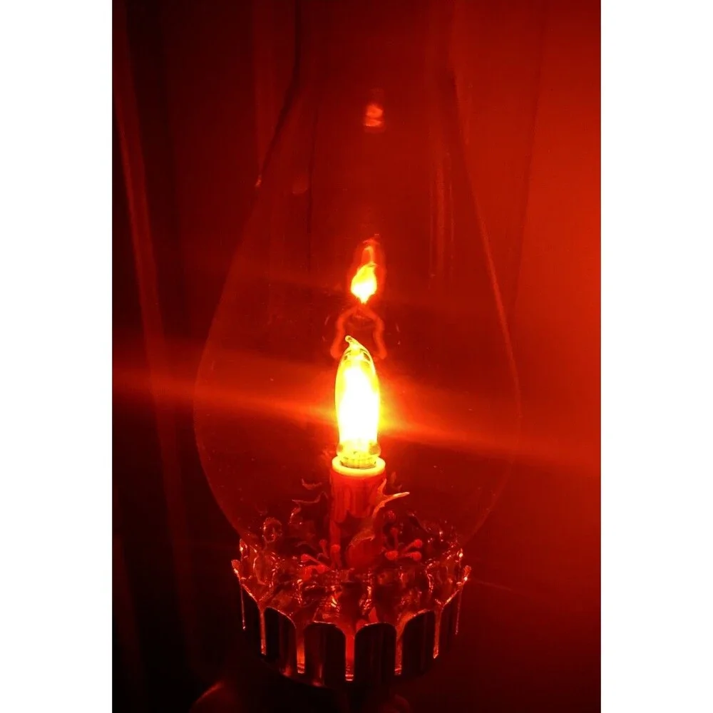 Vintage Christmas Candle Electric Hurricane Lamp 12” Tall Flickering Flame Works
